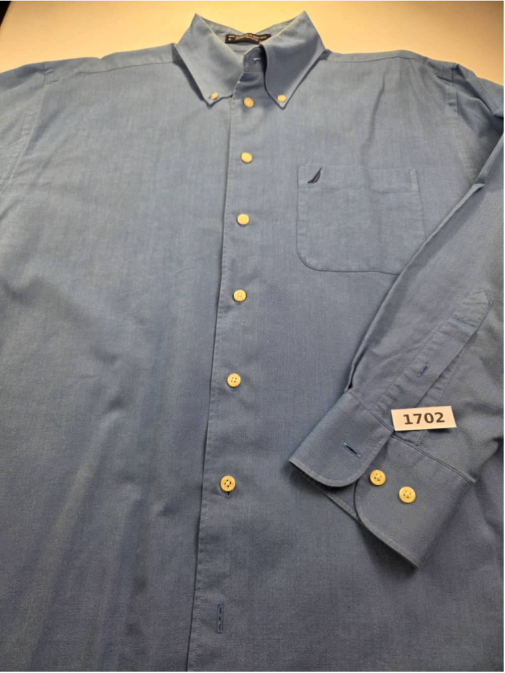 Men's Nautica Vintage Oxford Button Down Shirt Blue Size 16 #1702